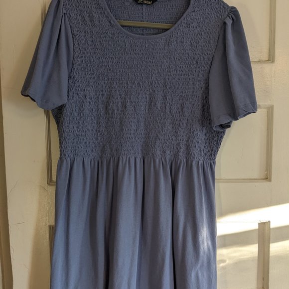 Shirred t-shirt in soft blue/lilla - Picture 3 of 5